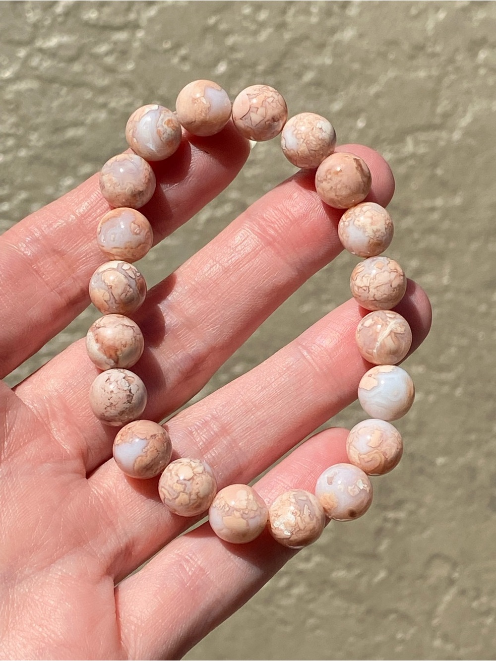 Flower Agate Bracelet 9.7mm Natural Cherry Blossom Agate Crystal Bracelet